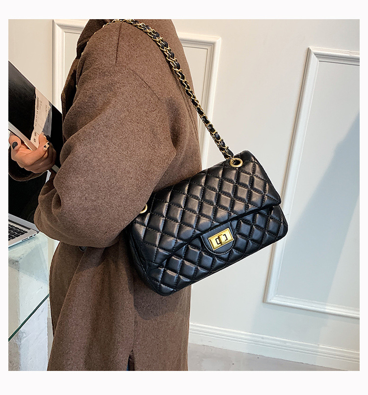 Small Bag for Women 2021 New Trendy Autumn Winter Retro Rhombus Chain Bag AllMatching Ins Shoulder Messenger Bagpicture3