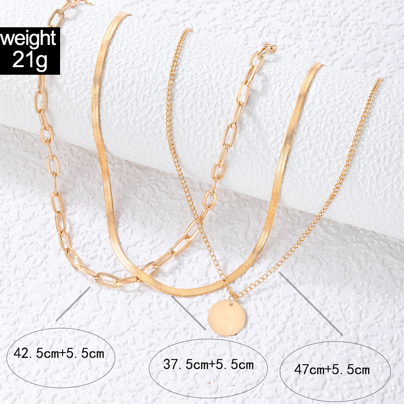 Simple Alloy Disc Hollow Multi-layer Necklace display picture 1
