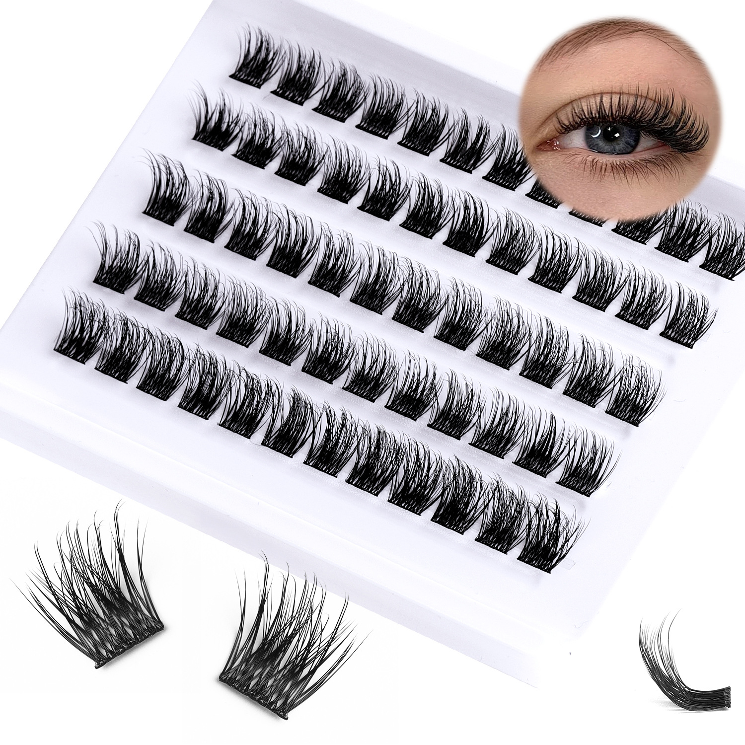 Amazon explosiva 6D segmentada pestañas postizas para mujer, pestañas de extensión de alto nivel de bricolaje de gran capacidad natural y gruesa