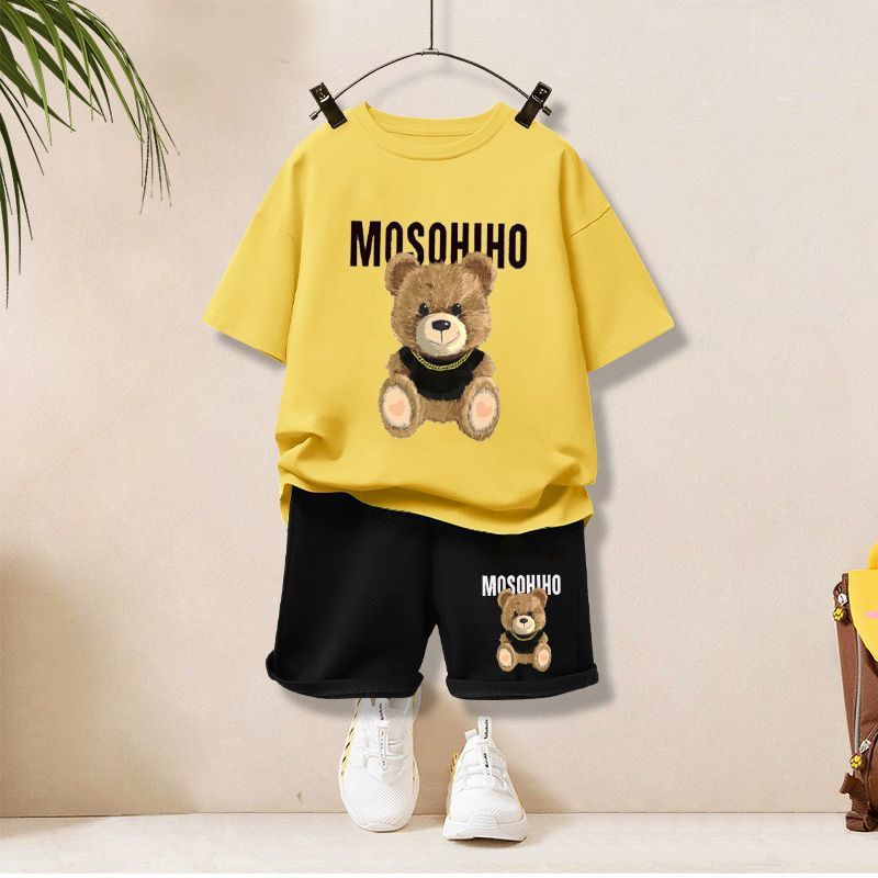 Big Gold Bear# Yellow Short T Black Shorts