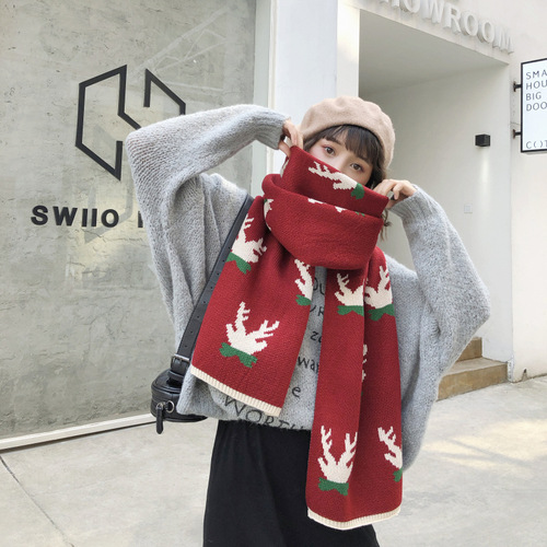 New  Winter Red Christmas Scarf for Women, Unisex, Student-Friendly, Cute, Thick, Warm Knitted Wool Balaclava for Men