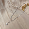 Zirconium from pearl, necklace, fashionable short chain for key bag , Japanese and Korean, fitted