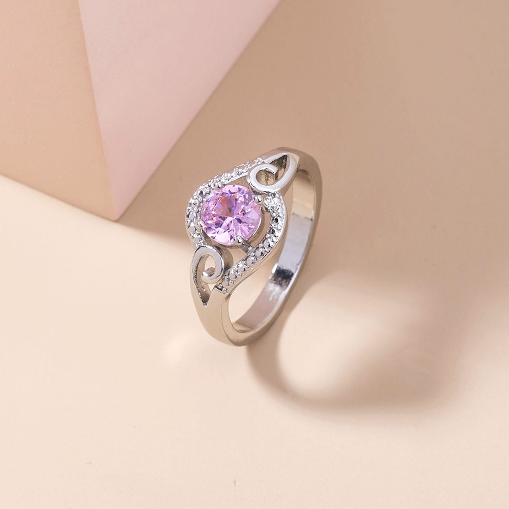 creative pink zircon microinlaid copper ring wholesale Nihaojewelrypicture2