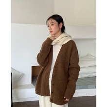 EVERTRUE马海毛2024秋冬季韩版开衫针织毛衣女装长袖宽松外套9531