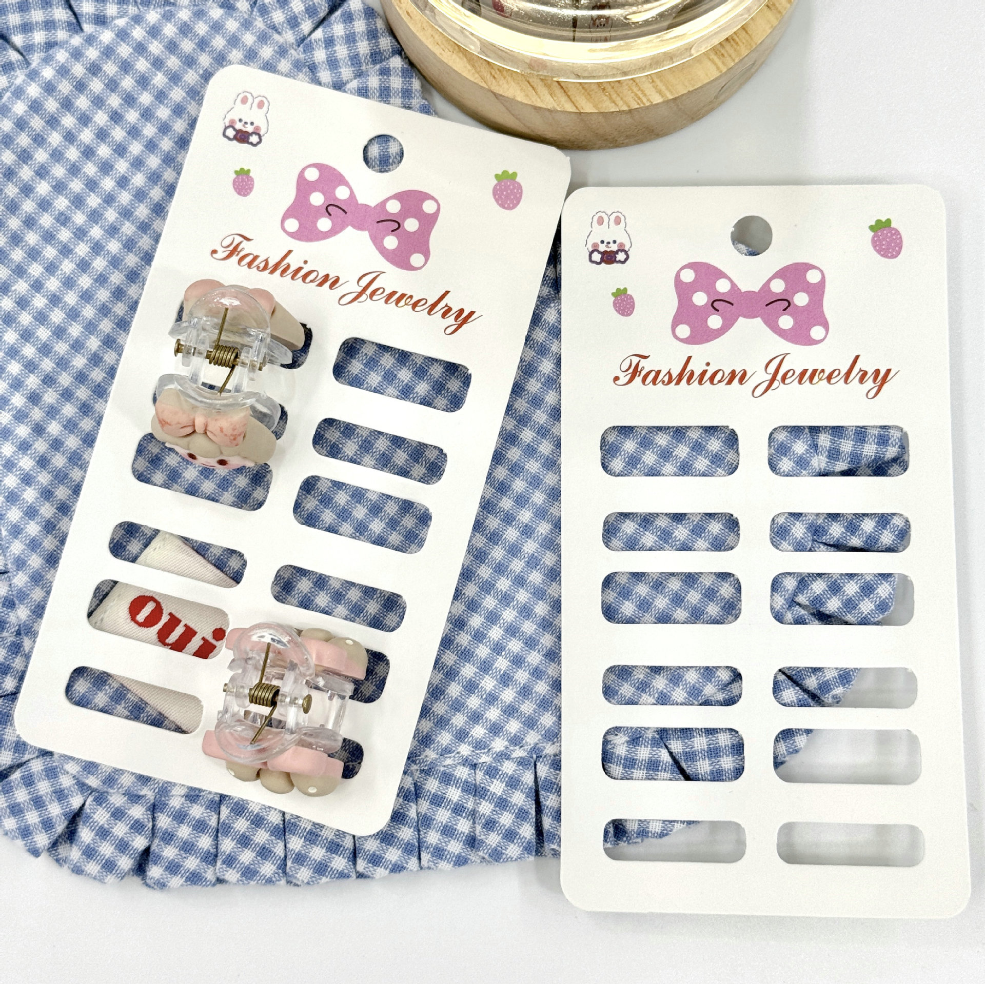 现货发夹卡纸批发韩式饰品抓夹包装定 制logo发圈抓夹展示卡