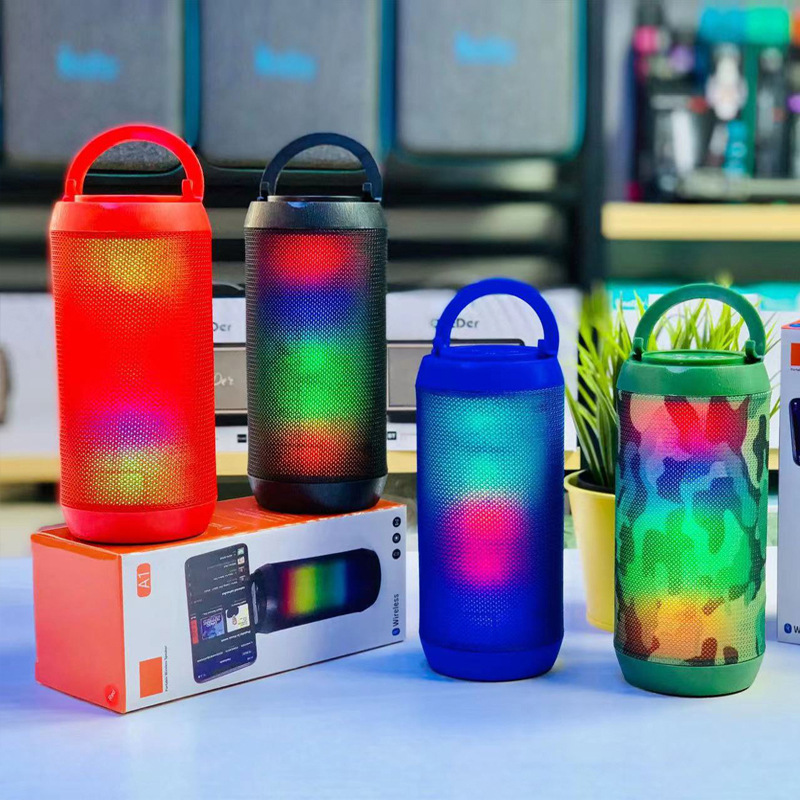 Fabric Bluetooth Speaker Outdoor Home High Quality Portable TWS Desktop Wireless Subwoofer Colorful Light Speaker