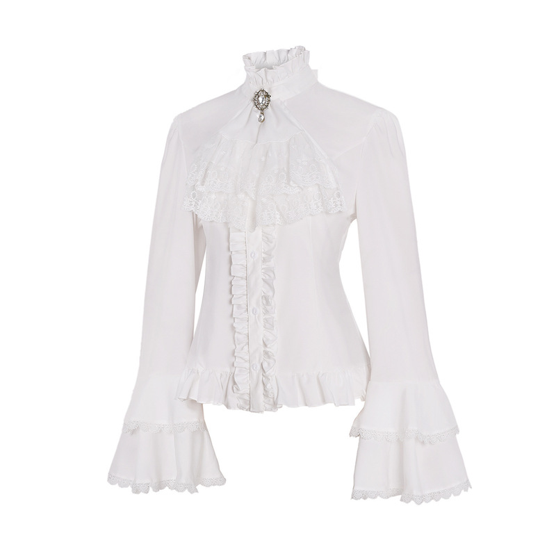 Foreign Trade Lolita Retro Lolita Inner Wear French Slim-Fit Shirt Long-Sleeve Gothic Style Women's Top Long Style