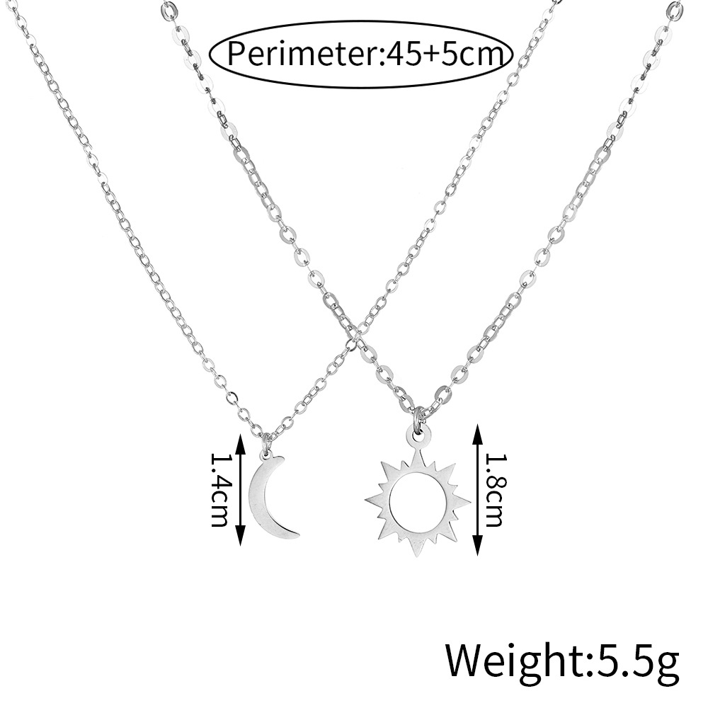 Fashion Sun Moon Titanium Steel Pendant Necklace Stainless Steel Necklaces