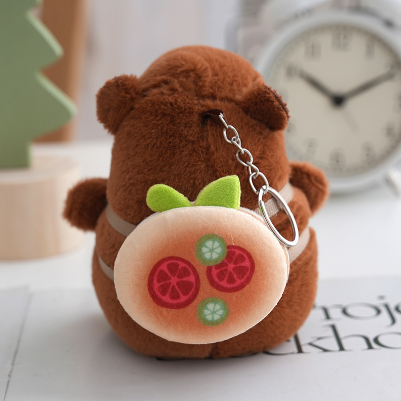 カピバラぬいぐるみハンバーガークッキーカピバラ人形キーホルダーバックパックペンダントぬいぐるみペンダント卸売|undefined