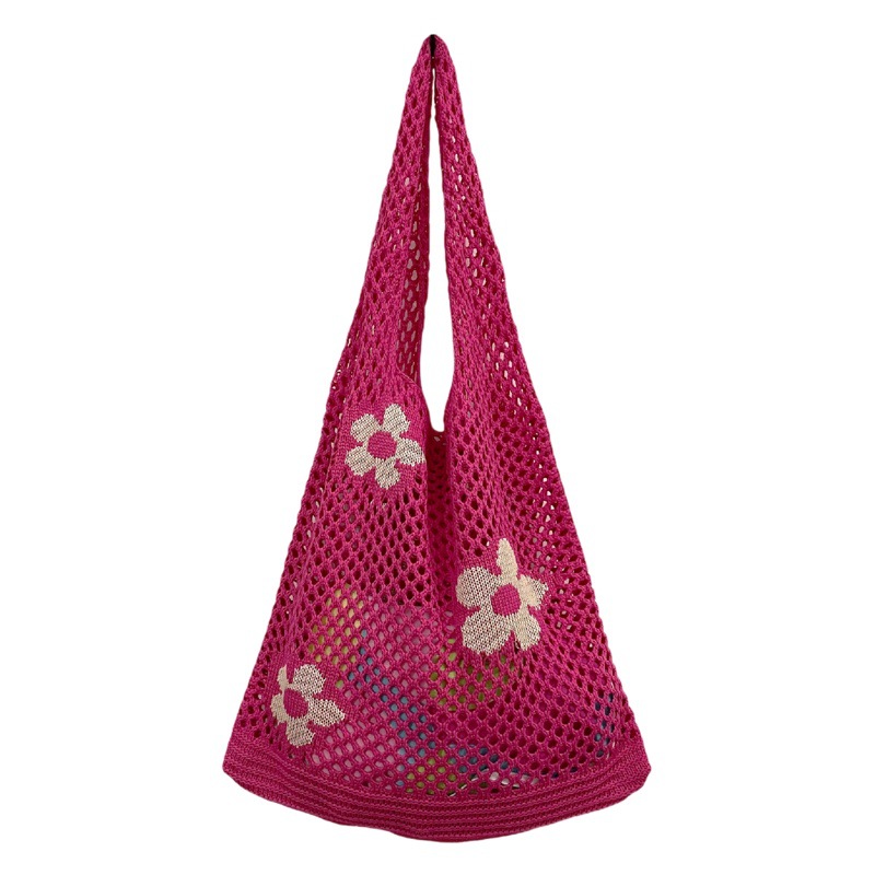 2021 nuevo Amazon eBay bolso de mano japonés y coreano bolso de flores bolso de punto malla bolso de hombro hueco para mujeres