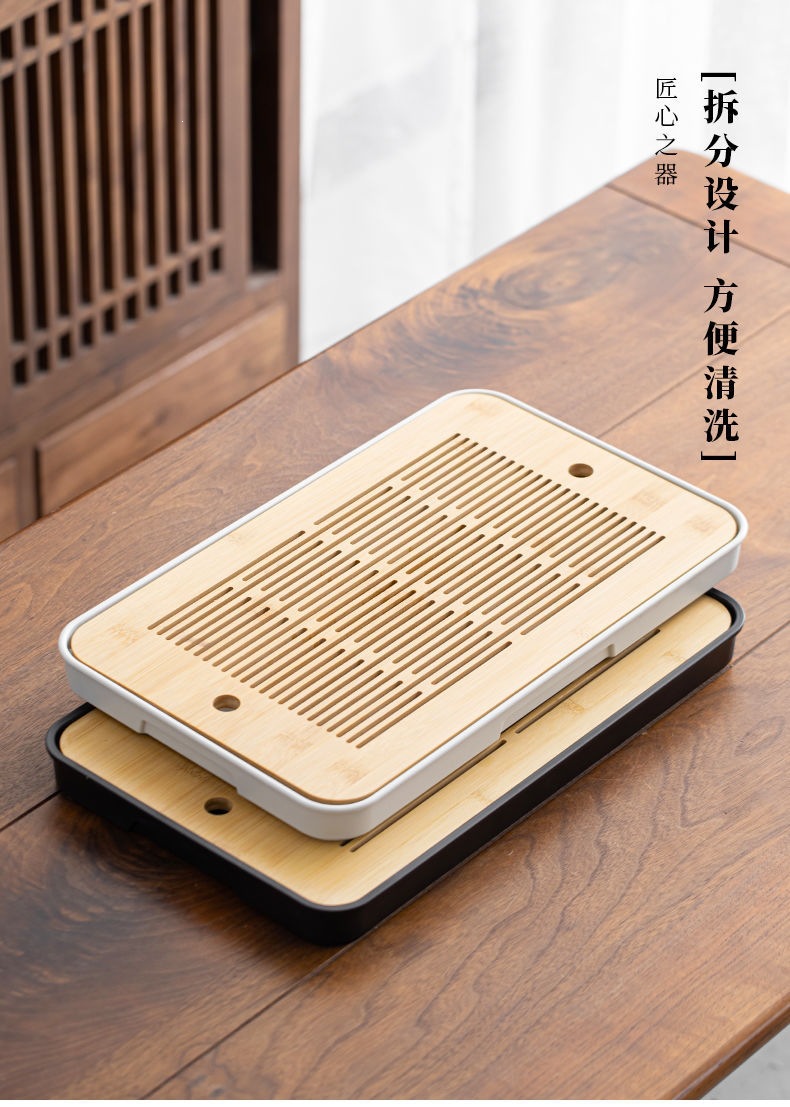 Bamboo Tea Tray with Water Storage Compact Gongfu Tea Serving Tray for Home Tea Ceremony quality and texture