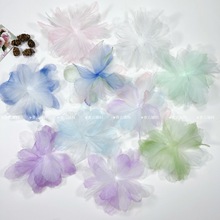 14cm欧根纱渐变立体花朵蕾丝花边DIY蛋糕服装鞋帽装饰花瓣辅料