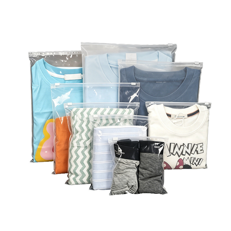One side transparent frosted zipper bag spot sweater self-sealing storage bag wholesale shirt clothing packaging bag