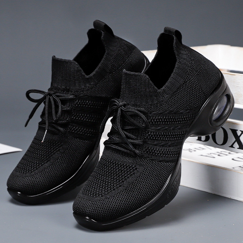 Zapatos de baile de las mujeres nuevas madres de mediana edad y ancianos Zapatos para caminar transpirables zapatos de baile cuadrados ligeros zapatos de plataforma de poliuretano