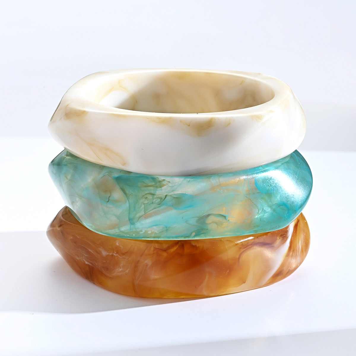 Europa y Estados Unidos transfronterizos geométricos contaminados pulsera acrílica irregular cuadrada nicho de diseño personalizado pulsera joyas
