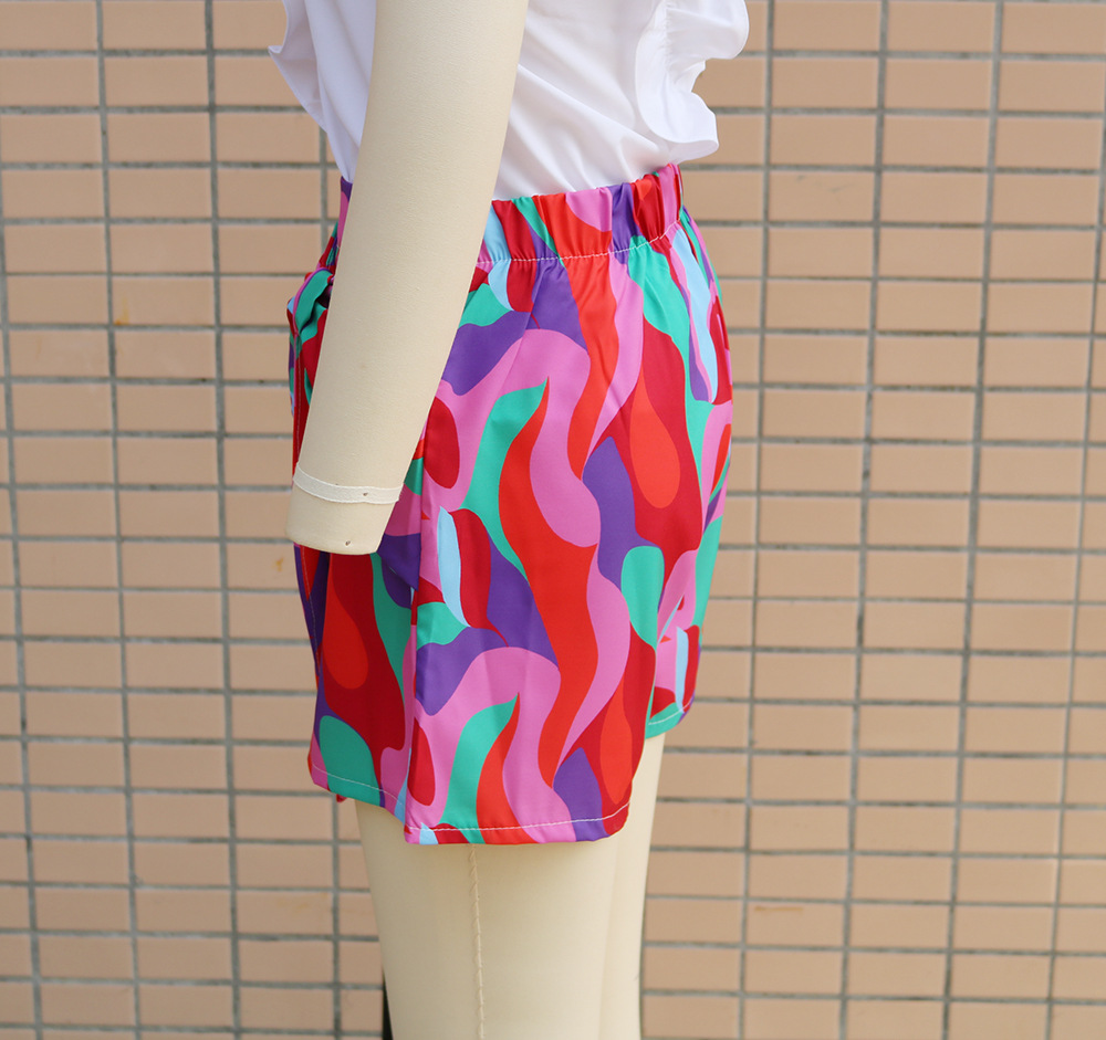 245g Weight Knee Length Pants Length Polyester Fabric Type High Waist Waist Line Straight Pants Pants Type Micro-Elastic Elasticity Daily Occasion Slim Fit Type Color Block Pattern Summer Season Women's Gender Printing Design Vacation Style Women's Daily Vacation Color Block Knee Length Printing Straight Pants 7