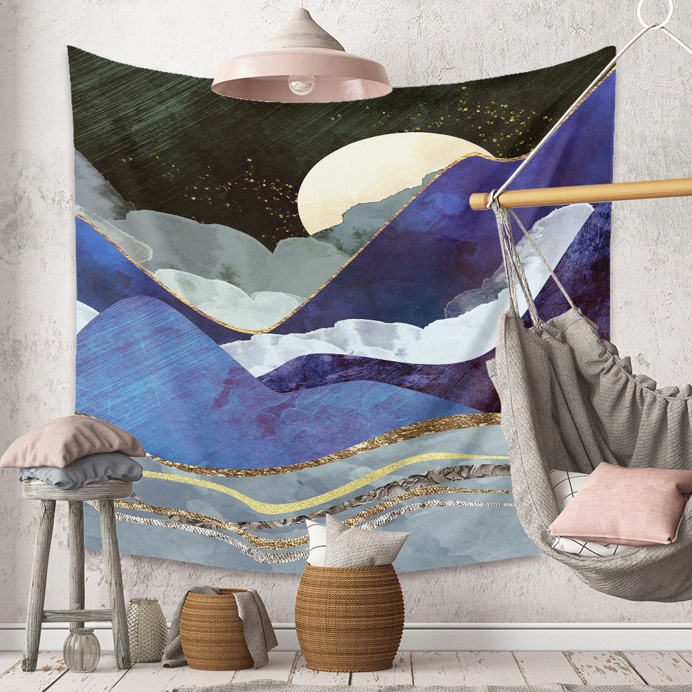 Bohemian Moon Mountain Painting Wall Cloth Decoration Tapestry Wholesale Nihaojewelry display picture 215