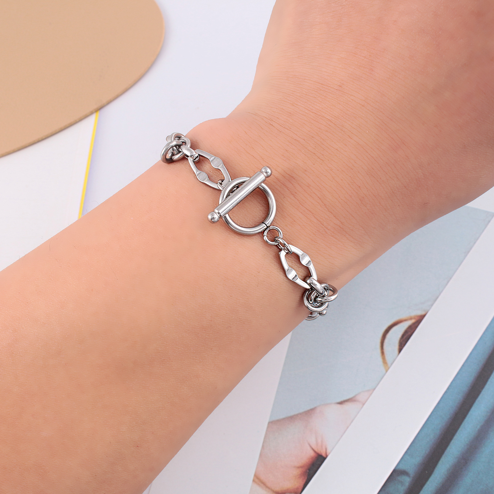 INS Style Solid Color Stainless Steel Bracelets 1 Piece