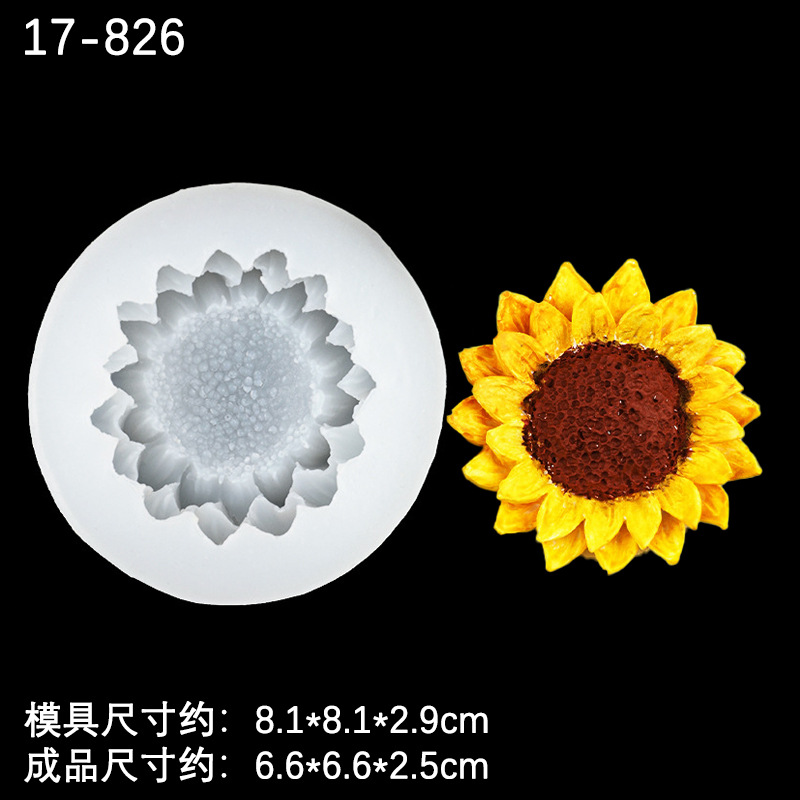 Creativo girasol forma silicona molde chocolate aromaterapia yeso vela fondant cake chocolate decoración molde