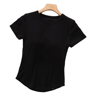 Women's chest pad one-piece long inner wear anti-exposure fish bone cup short sleeve top bottoming T-shirt underwear spring and summer