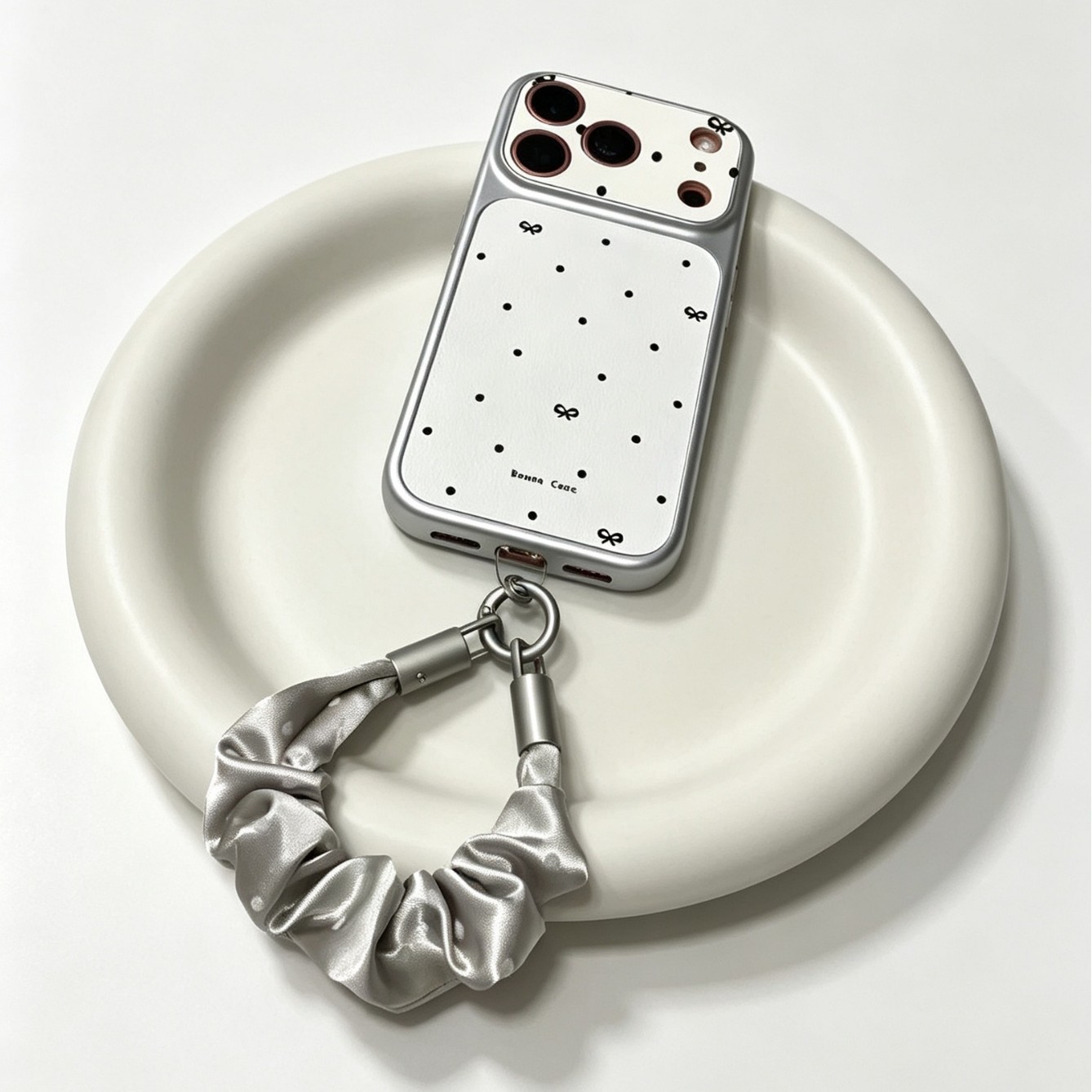 Chanel-style ins polka dot phone lanyard wrist strap mini small phone chain phone strap