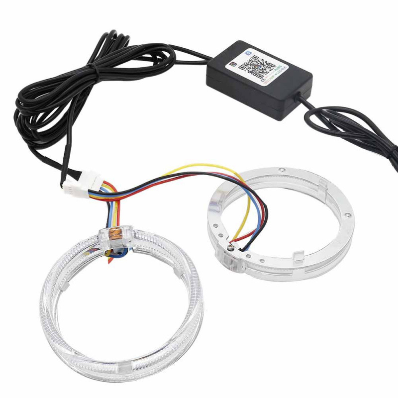 RGB colorido ángel ojo diafragma LED bluetooth control de la APP flash respiración modo de rotación 2.5 / 3 pulgadas