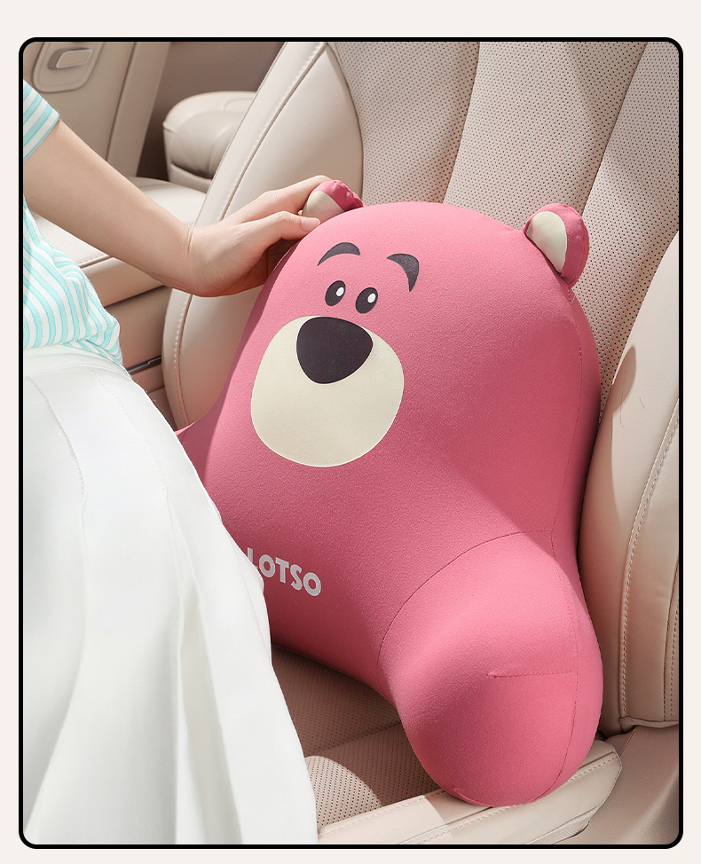 Strawberry Bear Car Headrest, Car Neck Pillow, In-Car Cushion, Car Driver's Seat Pillow, Lumbar Support Cushion