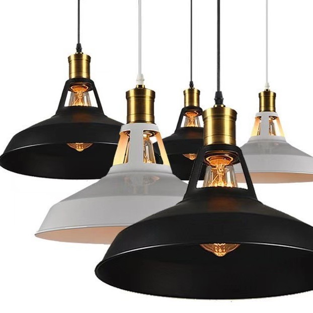 Lámpara del restaurante de viento industrial de una sola cabeza bar de café tiendas de té de leche de hierro forjado tapa de lámpara de lámpara de cable negro simple