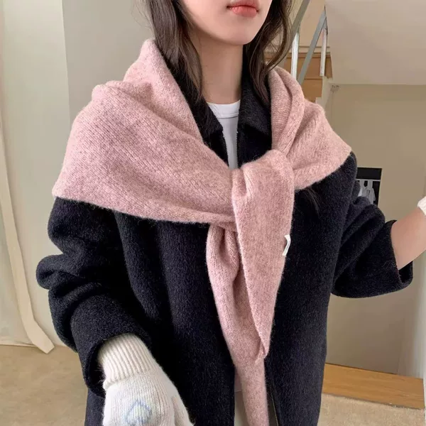 Korean-Style Large Shawl for Women in Autumn and Winter, Warm and Cold-Proof, Soft and Waxy Neck Scarf, High-End, Versatile and Atmospheric Triangle Scarf