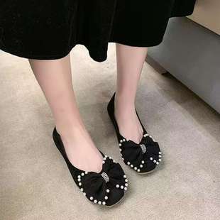 Doudou Shoes Women's Flat Korean Style Student Lazy Social Shoes Versatile Rivets Autumn Casual Slip-On Shoes