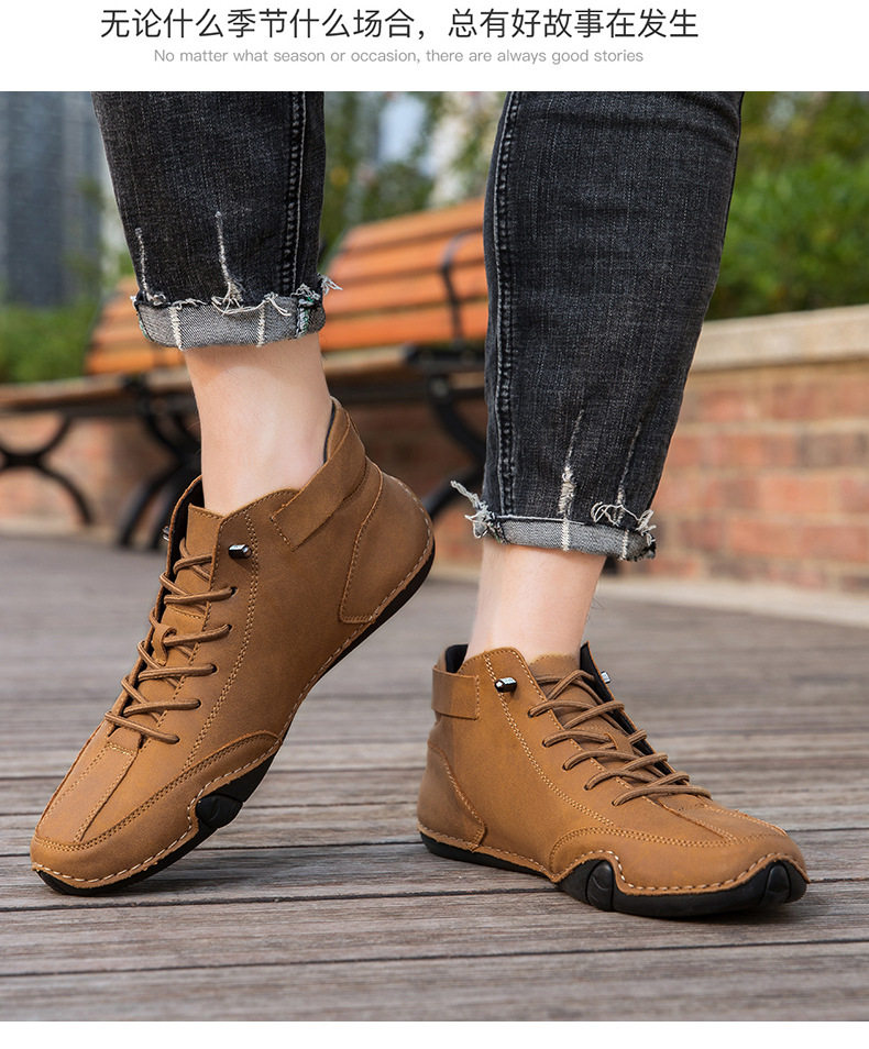 Bốt Martin nam cổ cao dáng bạch tuộc, giày bốt ngắn da lộn gót bằng — C8008 kaki, C8008 màu xám, C8008 màu đen, F8008 màu hồng chi tiết 29