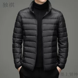 品牌处理秋冬轻薄羽棉服男短款立领连帽中老年轻便薄款断码外套