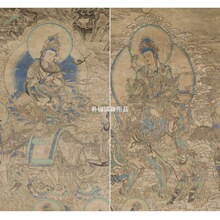 工笔画敦煌壁画文殊普贤佛像人物打印白描底稿高清大图勾线打印稿
