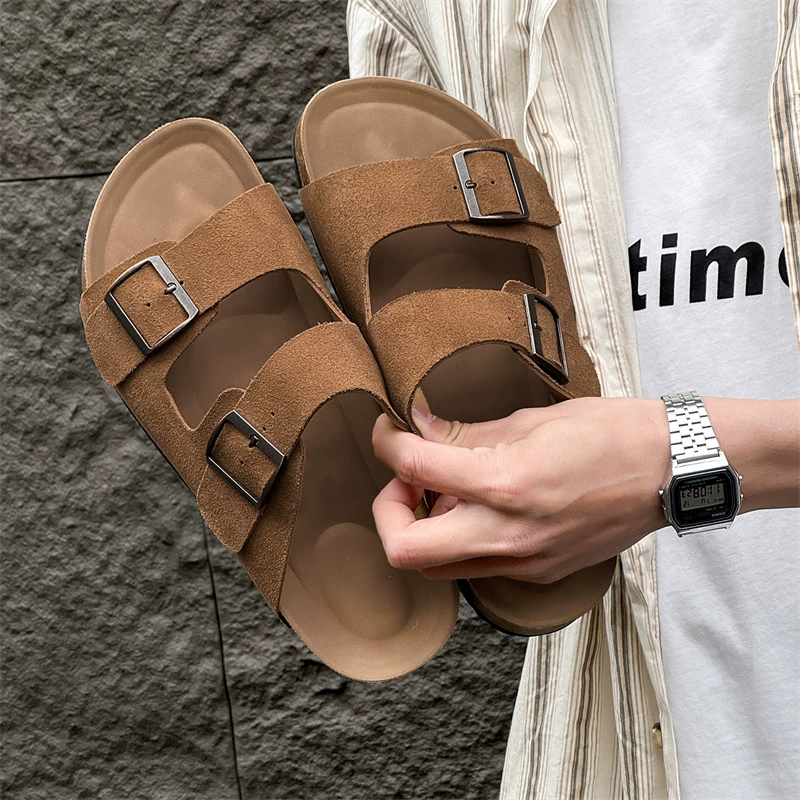 Винтажные тапки Birken на толстой подошве мужские 2025 новые летние туфли Borken на пробке с холодными тапочками