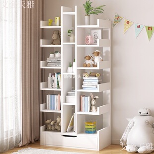 Simple Bookshelf, Simple Picture Book Rack, Floor-Standing Storage Rack, Living Room Storage Cabinet, Home Bookcase, Wall-Mounted Multi-Layer Storage Rack