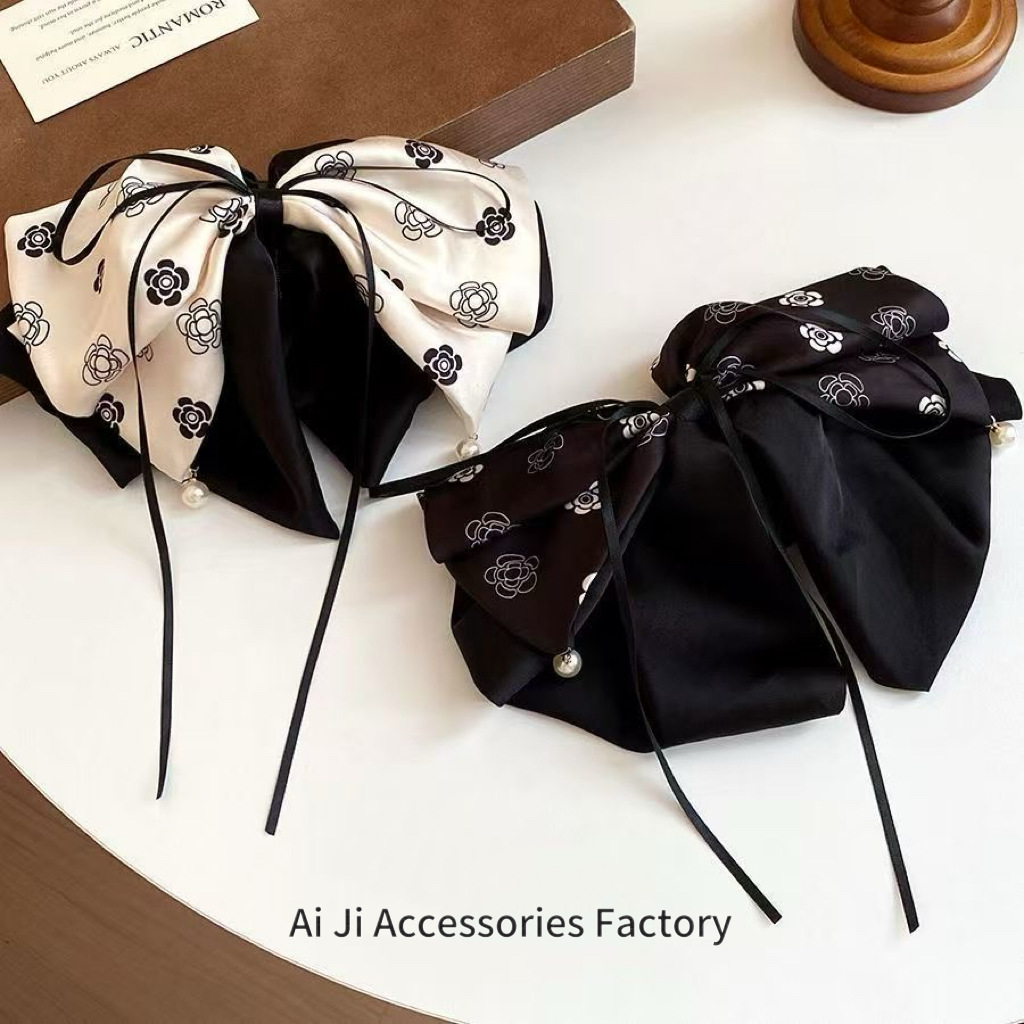 French-Style Light Luxury Temperament Bow Hairpin 2025 Cute Back-Of-Head Clip Crystal Pendant Half-Tie Claw Hair Accessory