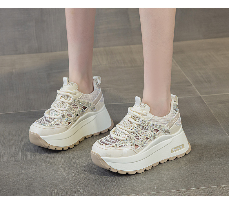 Giày sneaker nữ đế dày lưới thoáng khí phong cách retro — Trắng 5086, Champagne 5086, Tím 5086 chi tiết 11
