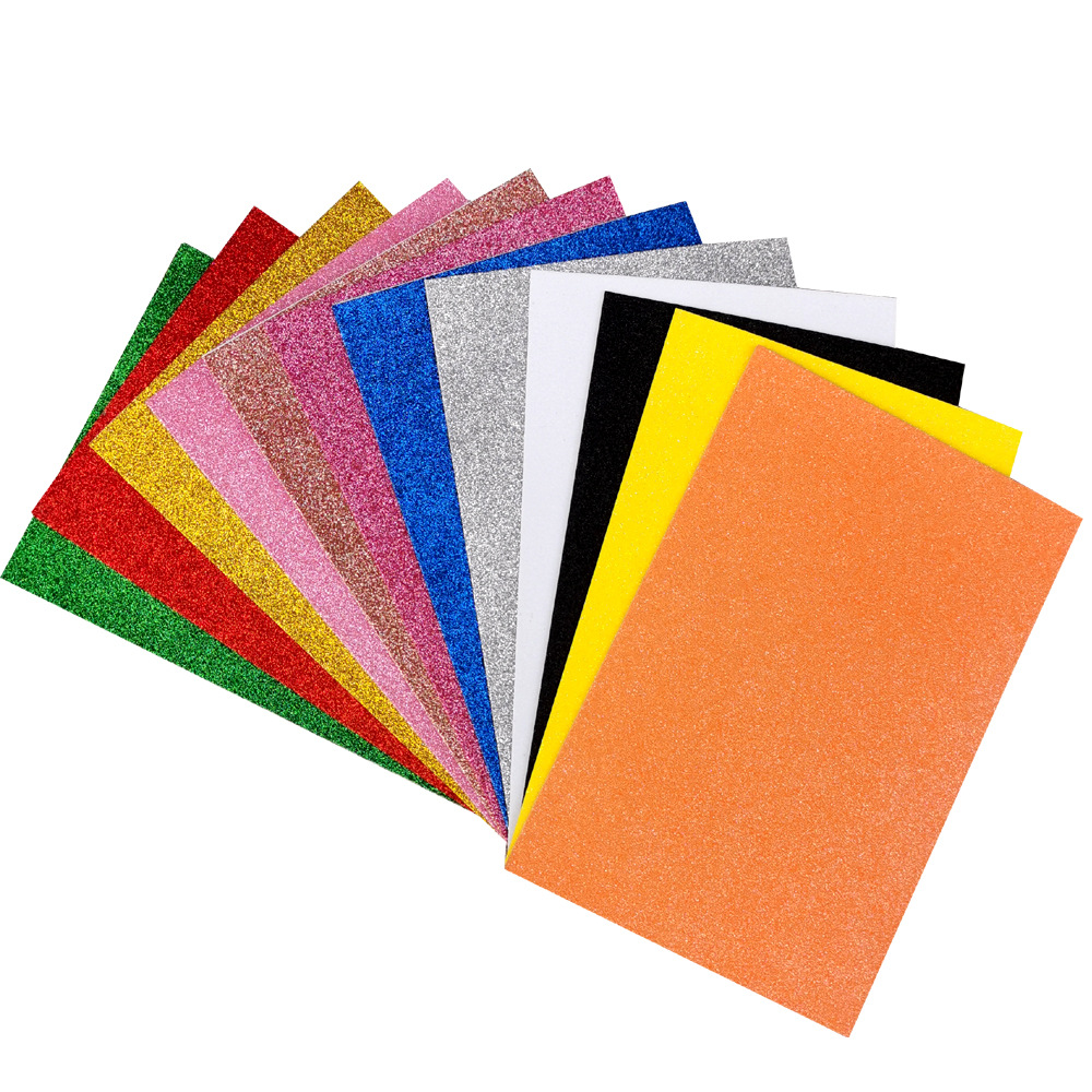 Hojas de Goma EVA con Purpurina A4 de Papel Estucado Autoadhesivo, Brillante para Manualidades y Bricolaje