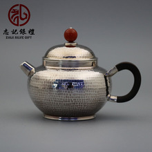 纯银泡茶壶手工锤纹银壶小茶壶家居茶具
