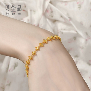 Pure Gold 999 Lace Four-Leaf Clover Bracelet Women's Pure Gold Small Flower Bracelet 5g Craft Gold Jewelry