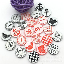 现货两眼圆形树脂纽扣 婴童服装黑色红色卡通圆形激光图案纽扣