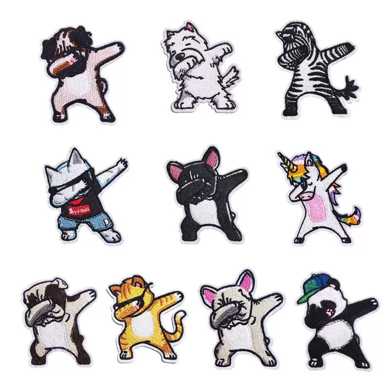 工厂卡通小狗布贴法斗巴哥犬刺绣贴DIY装饰贴服装辅料绣花章现货