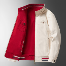 两面穿夹克 纯棉休闲男士外套春秋季中老年工装夹克衫爸爸装上衣