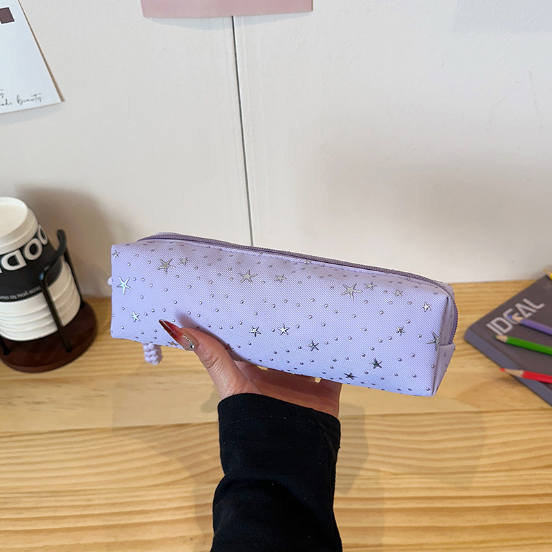 星星波点ins简约可爱帆布笔袋文具袋高颜值大容量拉链学生收纳袋