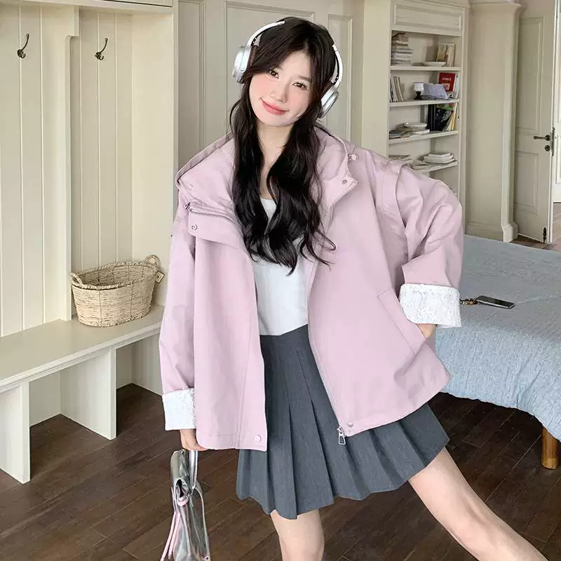Спот 25 весна новая кружевная манжетная розовая куртка XW1027P155K238