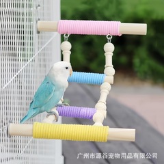 オウムの駅の竿のマカロンのはしごは滑り止めてはしごに登って多く鳥のおもちゃの牡丹の玄鳳の鳥の用品の鳥かごを登ります。