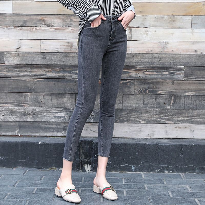 2025 Cropped Jeans for Women, Spring and Autum High-Waisted Elastic Black and Gray Slimming Look and Tall Cropped Raw Edge Pants for Women 2025 Cropped Jeans for Women, Spring and Autum High-Waisted Elastic Black and Gray Slimming Look and Tall Cropped Raw Edge Pants for Women