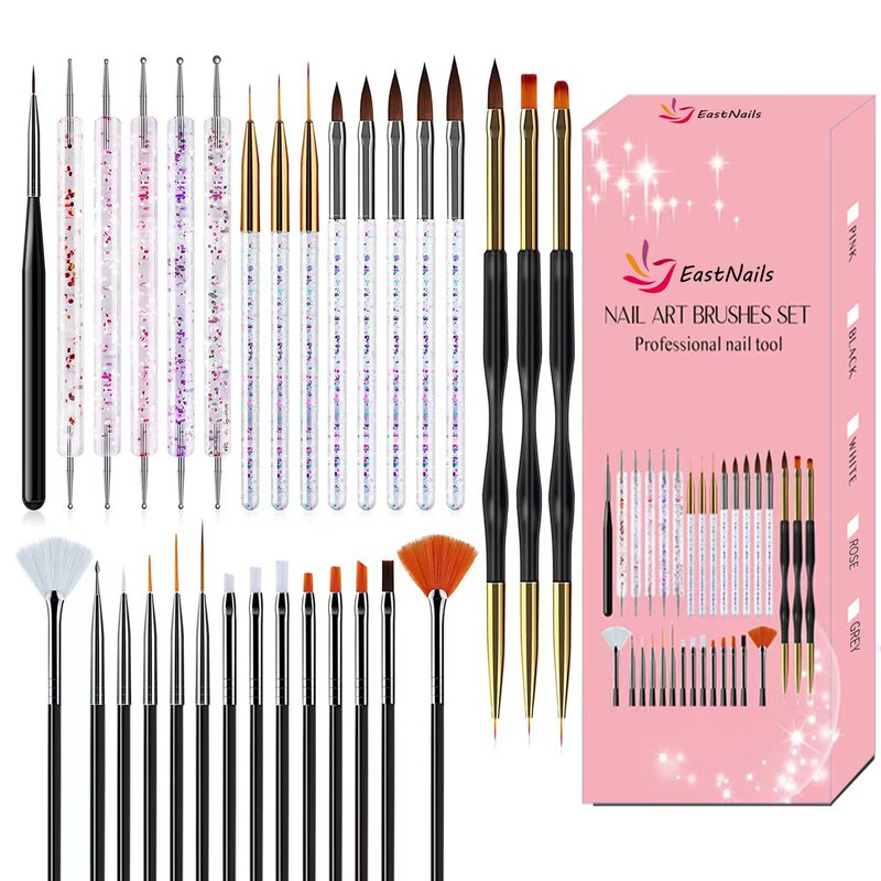 Cross-border nail brush sequin rod point flower needle black gold small waist 31 piece set high-end boxed nail pen suit Cross-border nail brush sequin rod point flower needle black gold small waist 31 piece set high-end boxed nail pen suit