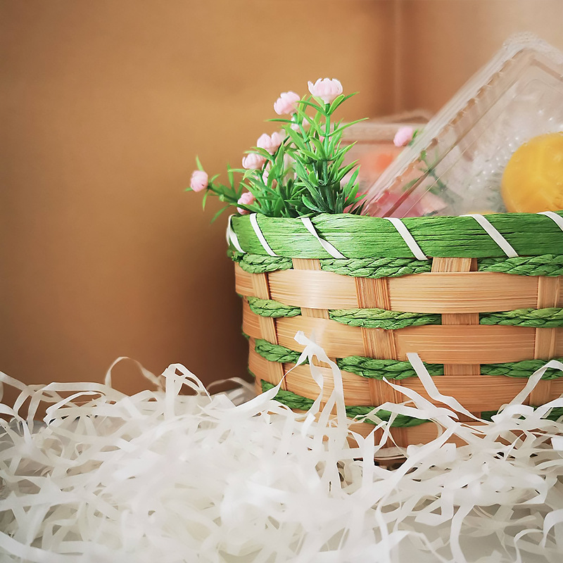 Pascua bambú trenzado cesta de almacenamiento canasta de bambú de dos colores canasta de bambú trenzado canasta de escritorio decoración del hogar canasta de bambú trenzada a mano