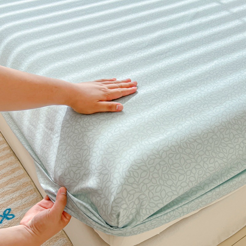 Thickened Fresh Style All-Cotton Fitted Sheet Single Piece 2025 Dormitory Bed Sheet Three-Piece Set Mattress Non-Slip Protector Fitted Sheet